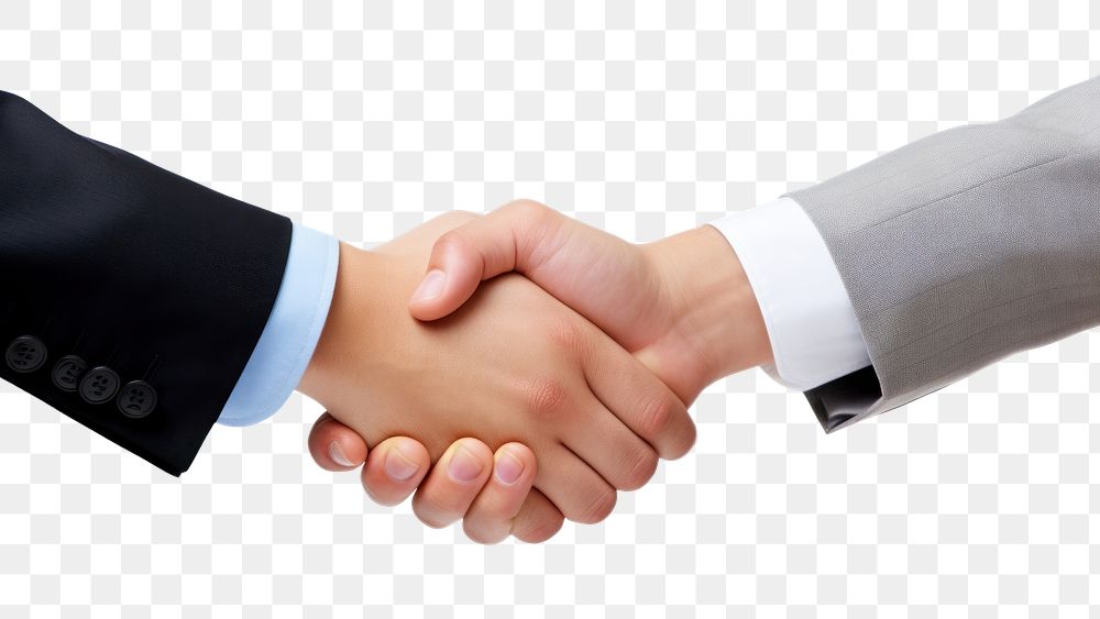 PNG  A business handshake white background agreement greeting. AI generated Image by rawpixel.