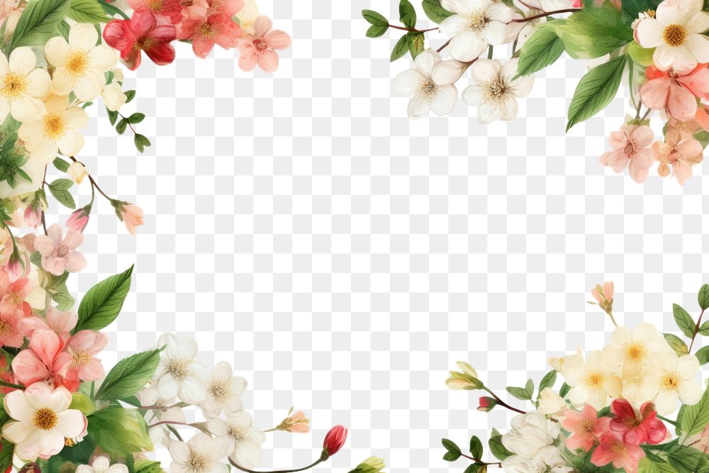 PNG  Spring decorative frame backgrounds blossom pattern. 
