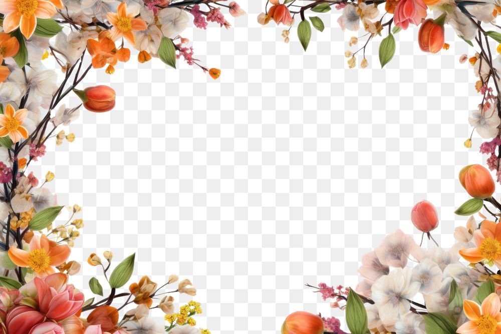 PNG  Spring floral frame backgrounds flower plant. AI generated Image by rawpixel.
