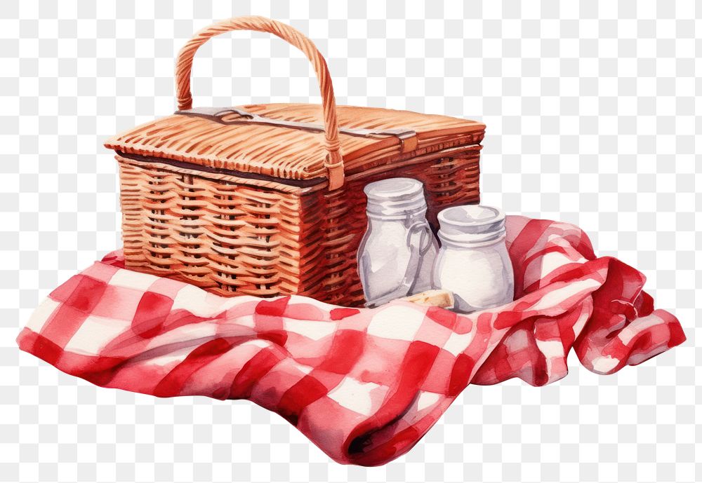 PNG  Picnic blanket basket red. AI generated Image by rawpixel.