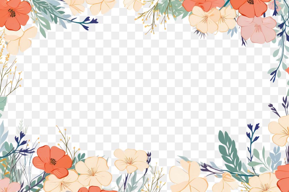 PNG  Beautiful retro spring floral frame backgrounds pattern flower. AI generated Image by rawpixel.
