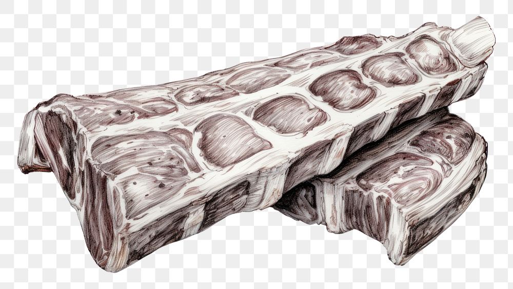 PNG  Juicy pork ribs sketch drawing food. AI generated Image by rawpixel.