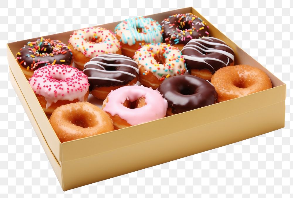 PNG  Donut dessert food box. AI generated Image by rawpixel.