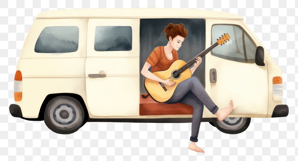 PNG Guitar van musician vehicle. AI generated Image by rawpixel.