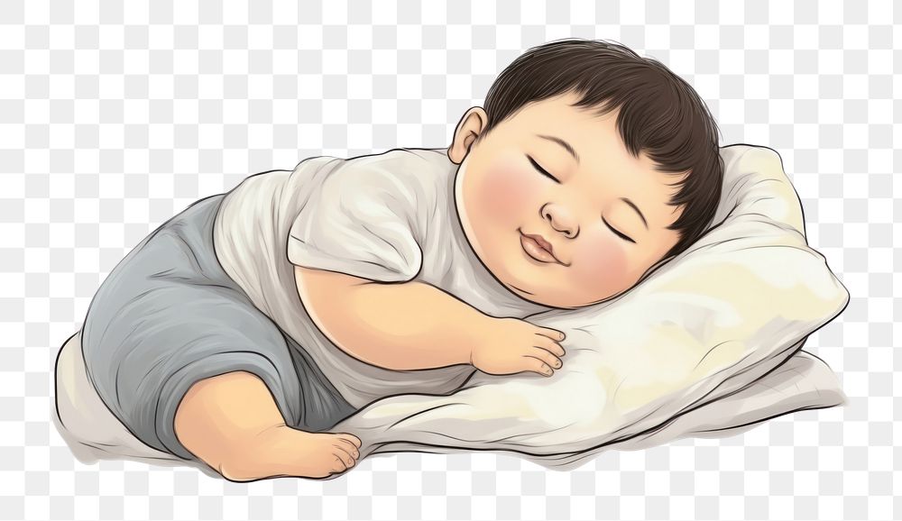 PNG Asian chubby kid sleep sleeping blanket baby. 