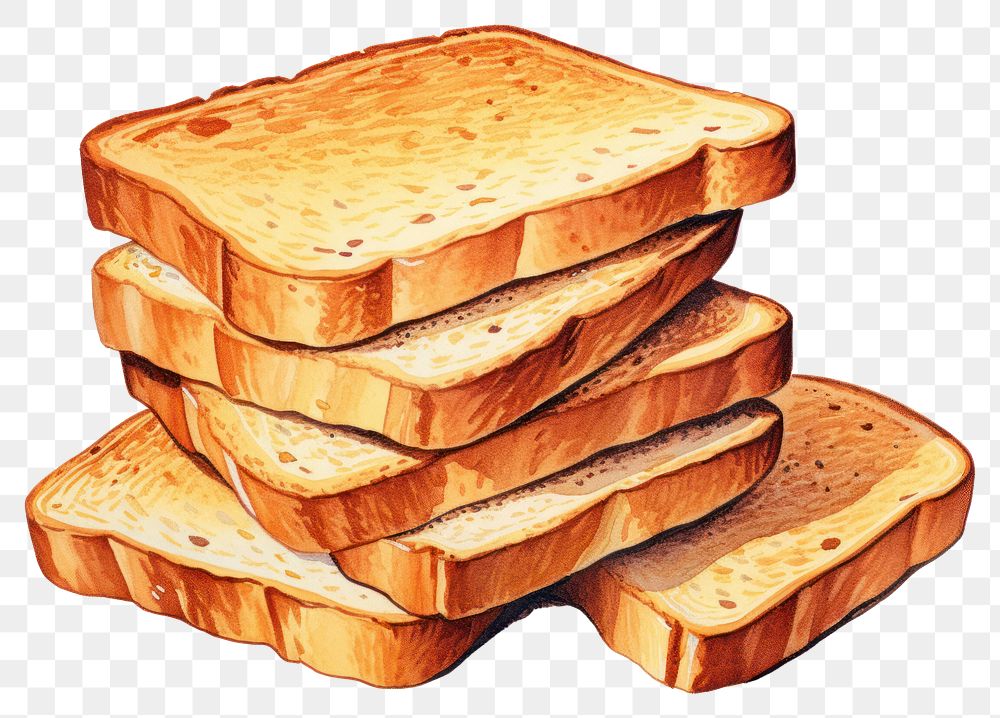PNG Sliced roasted toasts bread dessert food white background. AI generated Image by rawpixel.