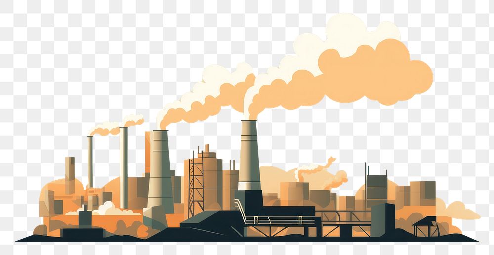 PNG  Pollution architecture factory smoke. AI generated Image by rawpixel.