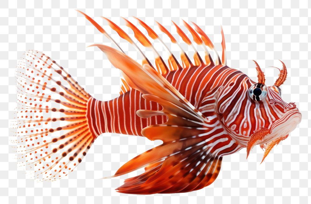 PNG Red lionfish aquarium animal white background. AI generated Image by rawpixel.