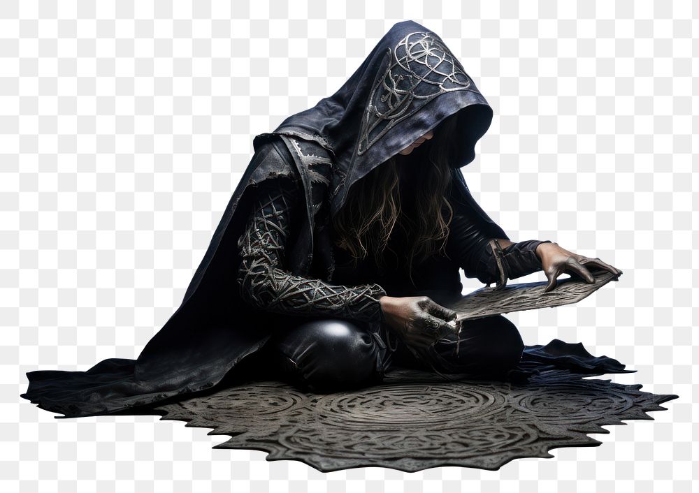 PNG Necromancy women sorcerer adult black white background. AI generated Image by rawpixel.