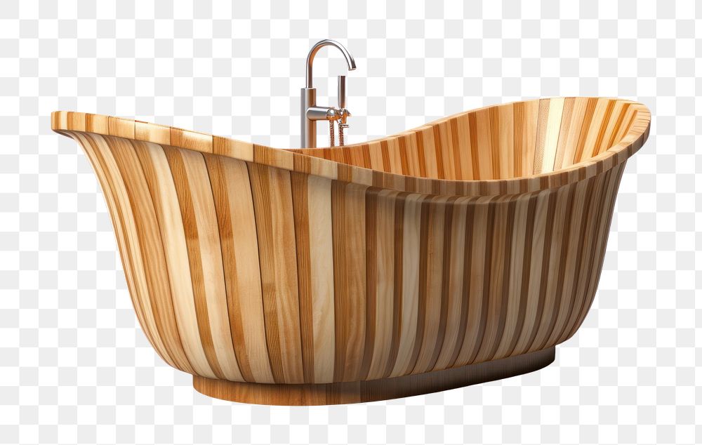 PNG  Wooden bathtub jacuzzi white background architecture. AI generated Image by rawpixel.