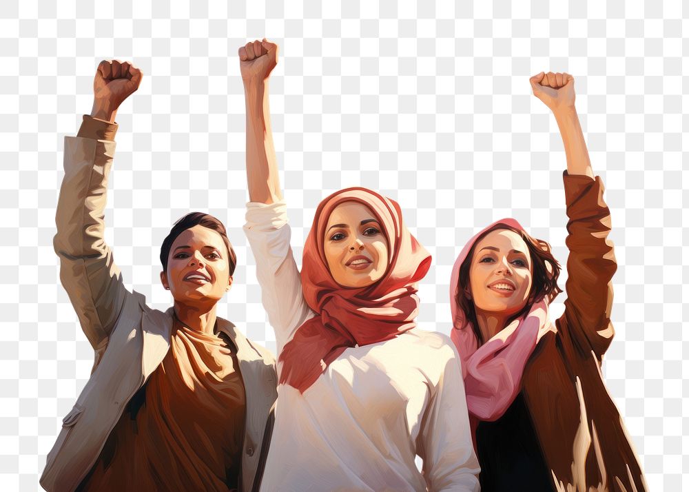 PNG Diverse women wearing hijab adult scarf togetherness. 