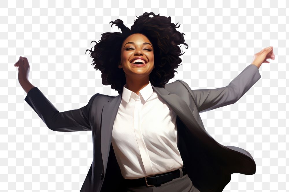 PNG  Happy black businesswoman cheerful laughing adult. AI generated Image by rawpixel.