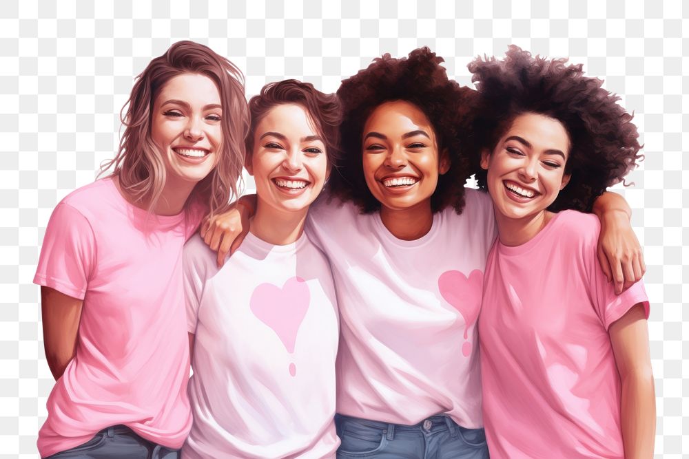 PNG  Diverse women smiling laughing t-shirt smile. AI generated Image by rawpixel.