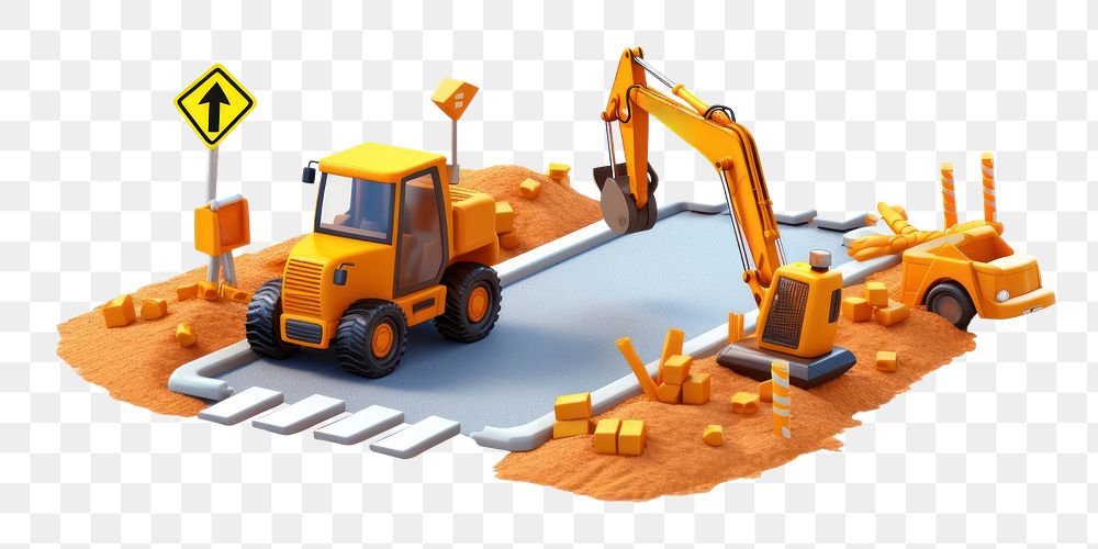 PNG Road construction  white background machinery. AI generated Image by rawpixel.