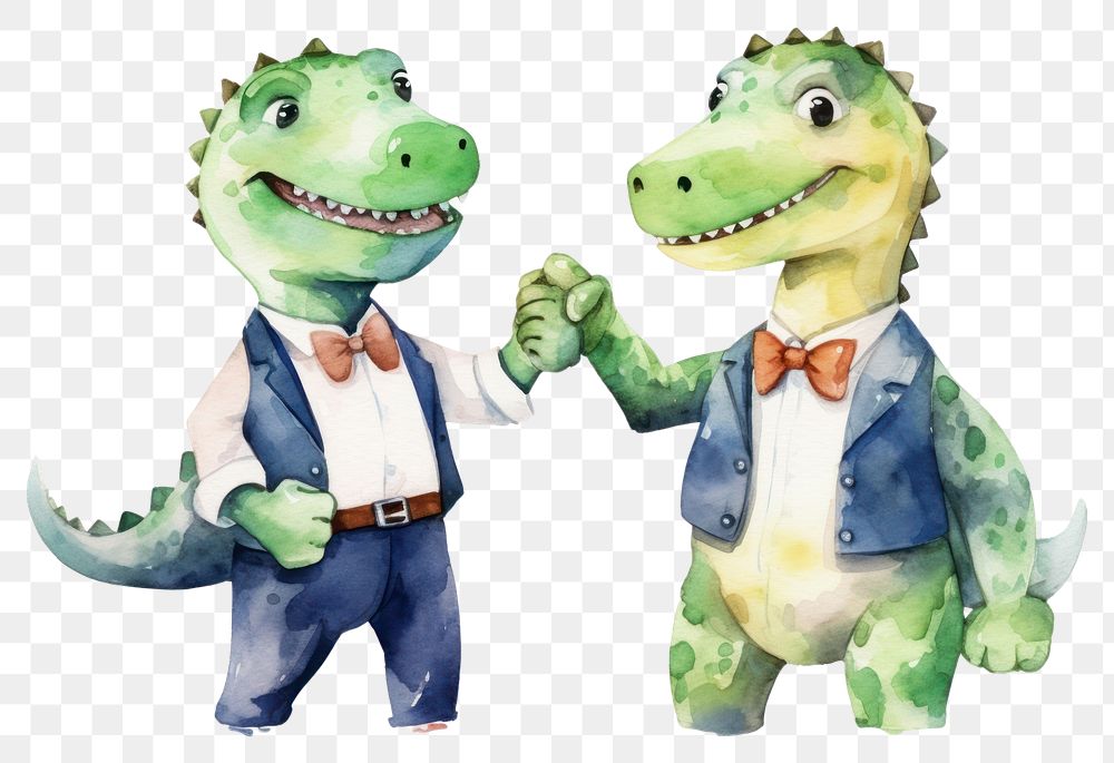 PNG Dinosaurs wearing suits cartoon animal representation. AI generated Image by rawpixel.