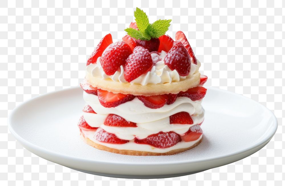 PNG  Japanese strawberry short cake dessert fruit cream. AI generated Image by rawpixel.