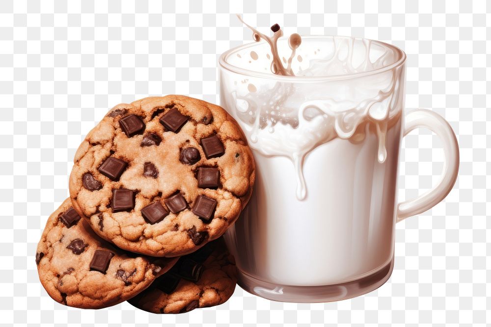 PNG Chocolate cookie milk dessert. AI generated Image by rawpixel.