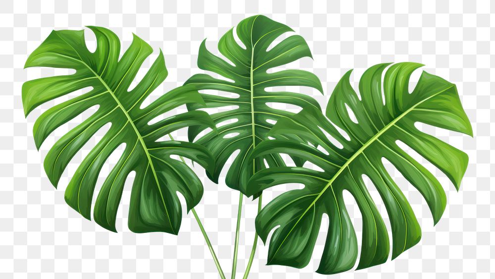 PNG Palm Monstera leaves plant leaf white background. AI generated Image by rawpixel.