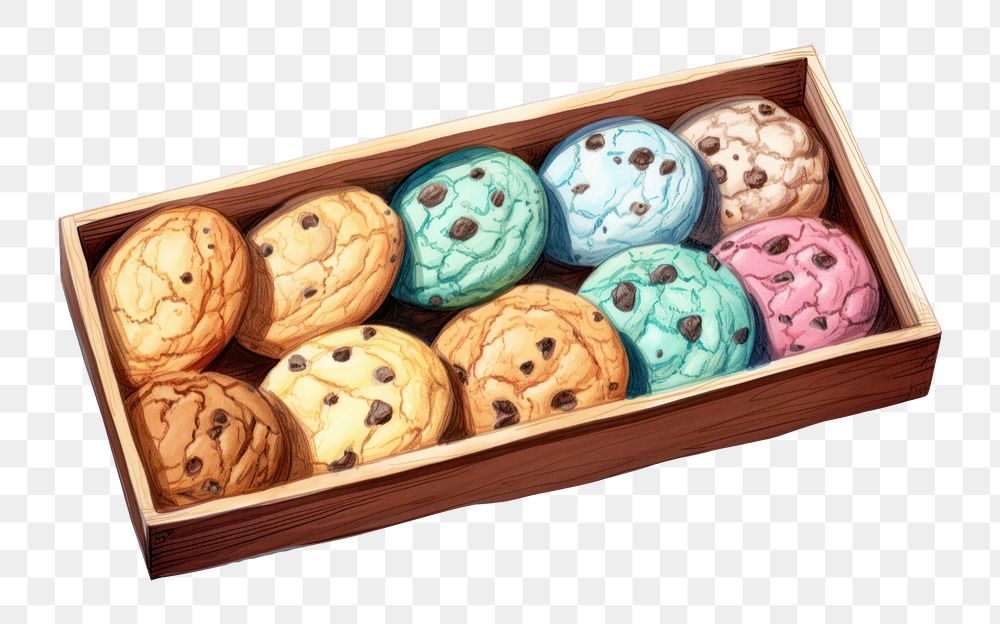 PNG  Cookies food wood box. AI generated Image by rawpixel.