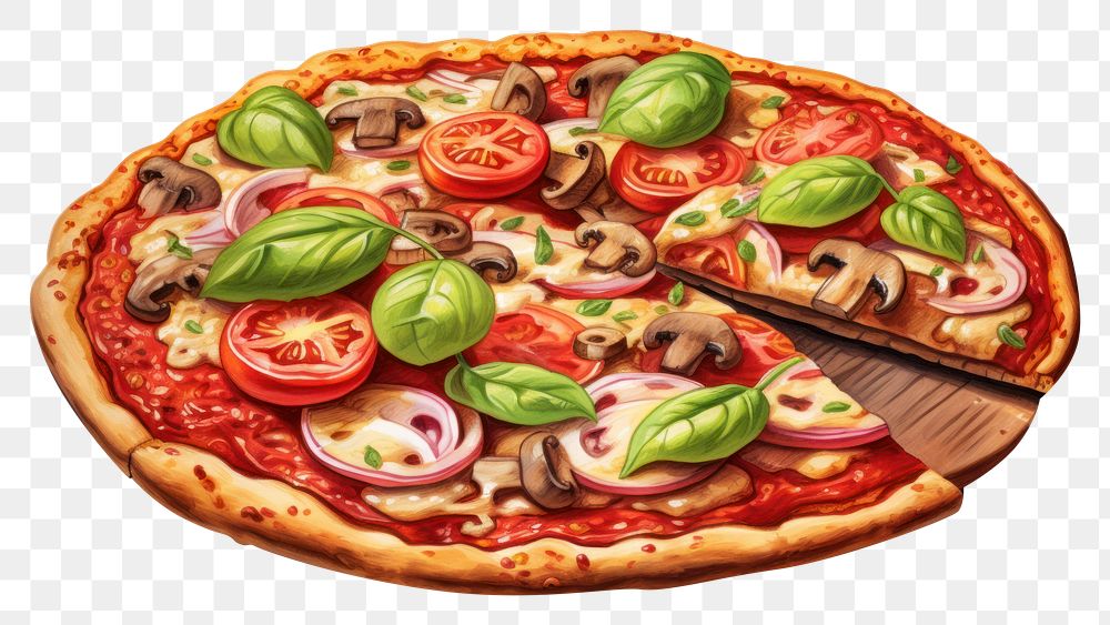 PNG  Vegan pizza food mozzarella vegetable. AI generated Image by rawpixel.