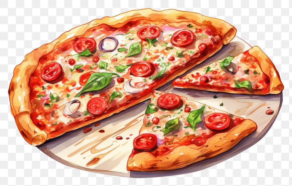 PNG  Vegan pizza food mozzarella pepperoni. AI generated Image by rawpixel.