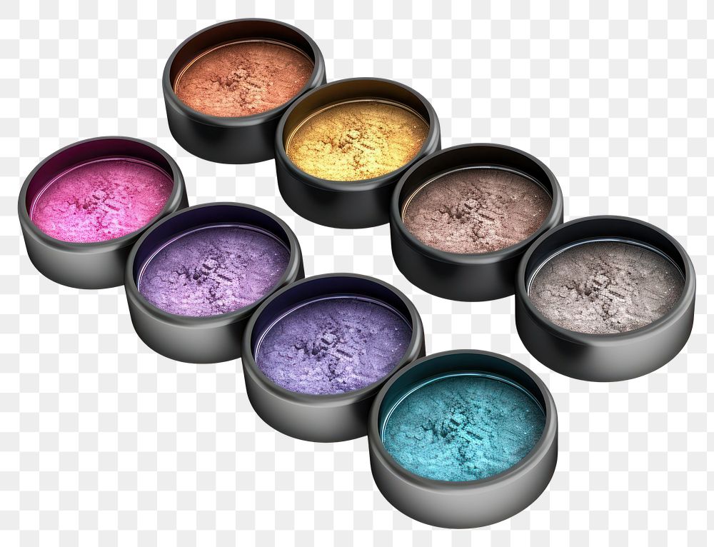 PNG  Eyeshadow cosmetics white background arrangement. AI generated Image by rawpixel.