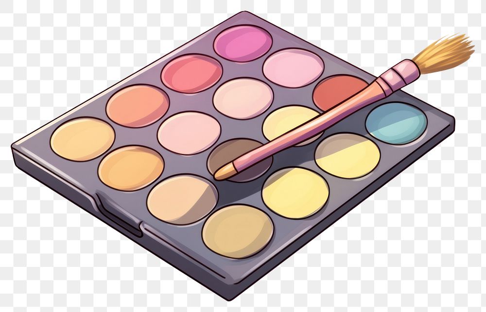 PNG  Eyeshadow palette cosmetics brush white background. AI generated Image by rawpixel.