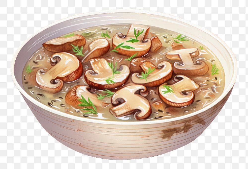 PNG Mushroom soup bowl food meal. AI generated Image by rawpixel.