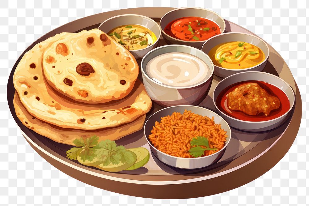 PNG Indian food plate meal dish. AI generated Image by rawpixel.
