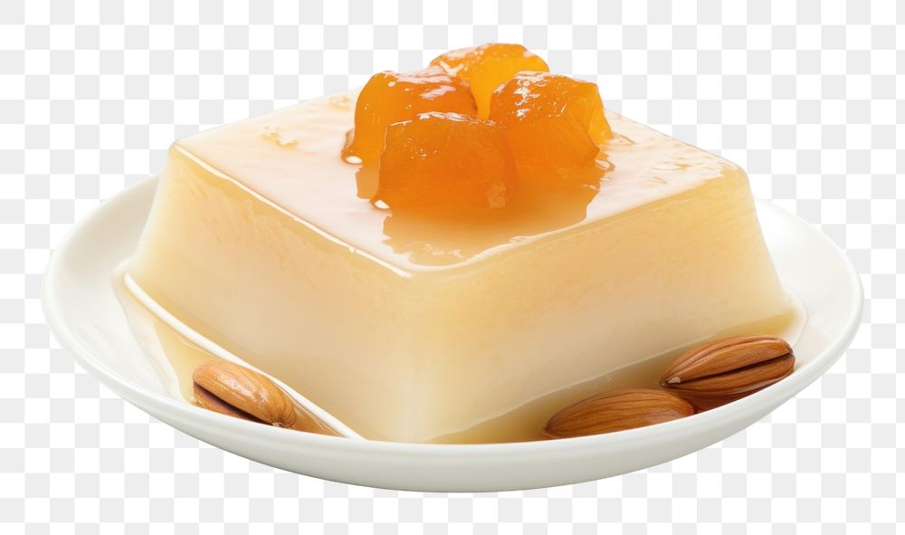 PNG Chinese Almond Jelly dessert plate jelly. AI generated Image by rawpixel.