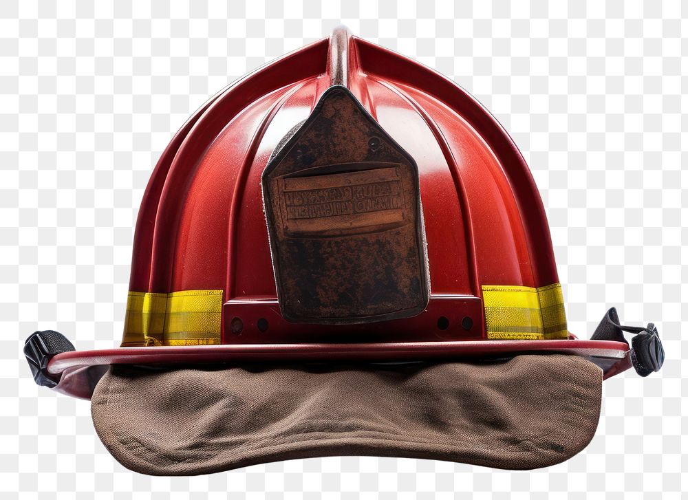 PNG Firefighter white background protection headwear. AI generated Image by rawpixel.