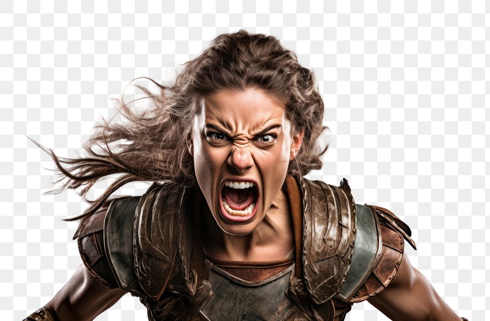 PNG Shouting warrior female adult. AI generated Image by rawpixel.