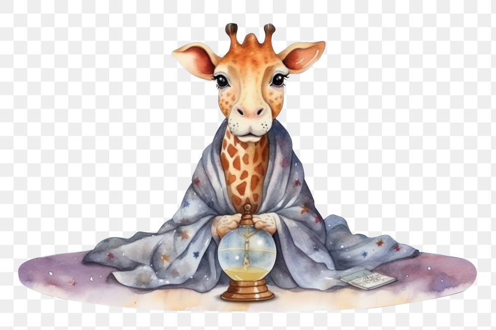 PNG Fortune teller giraffe cartoon mammal animal. AI generated Image by rawpixel.