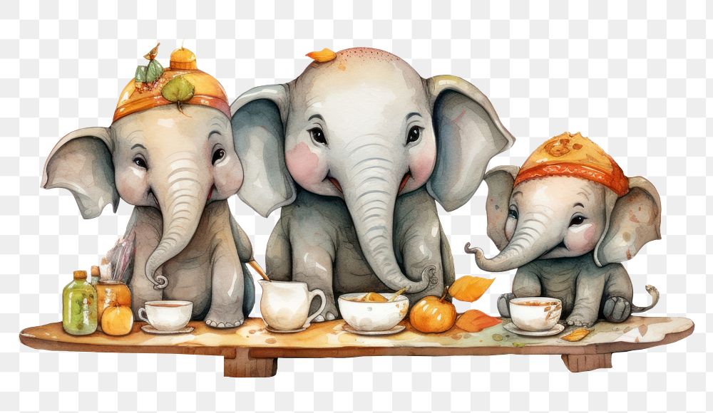 PNG Cute elephant family cartoon mammal animal. AI generated Image by rawpixel.