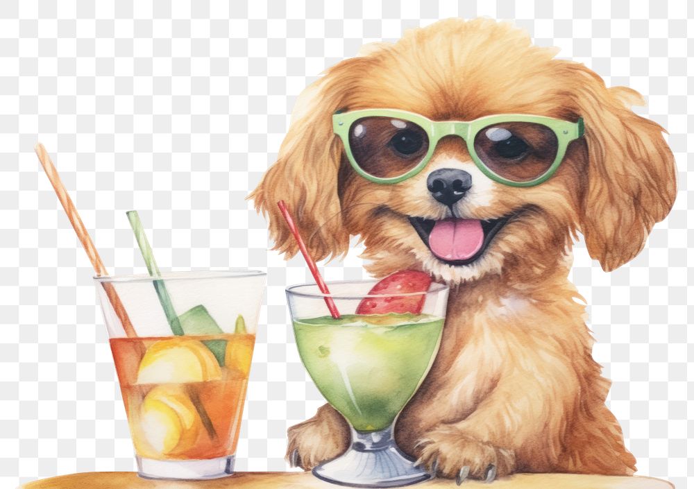 PNG Cocktail dog sunglasses mammal. AI generated Image by rawpixel.