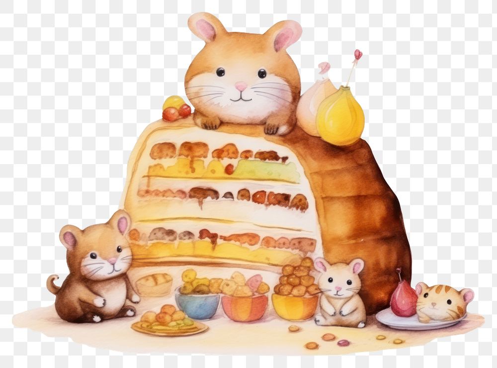 PNG Cake dessert hamster mammal. AI generated Image by rawpixel.