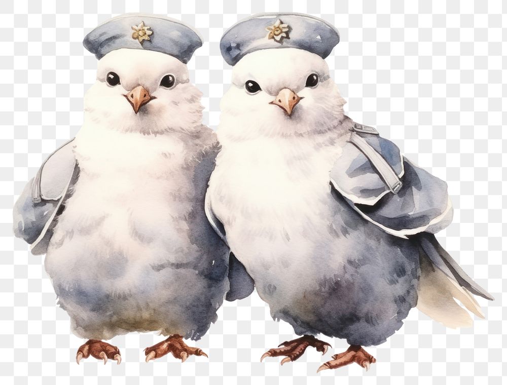PNG White pigeons wearing messenger uniform cartoon animal bird. AI generated Image by rawpixel.