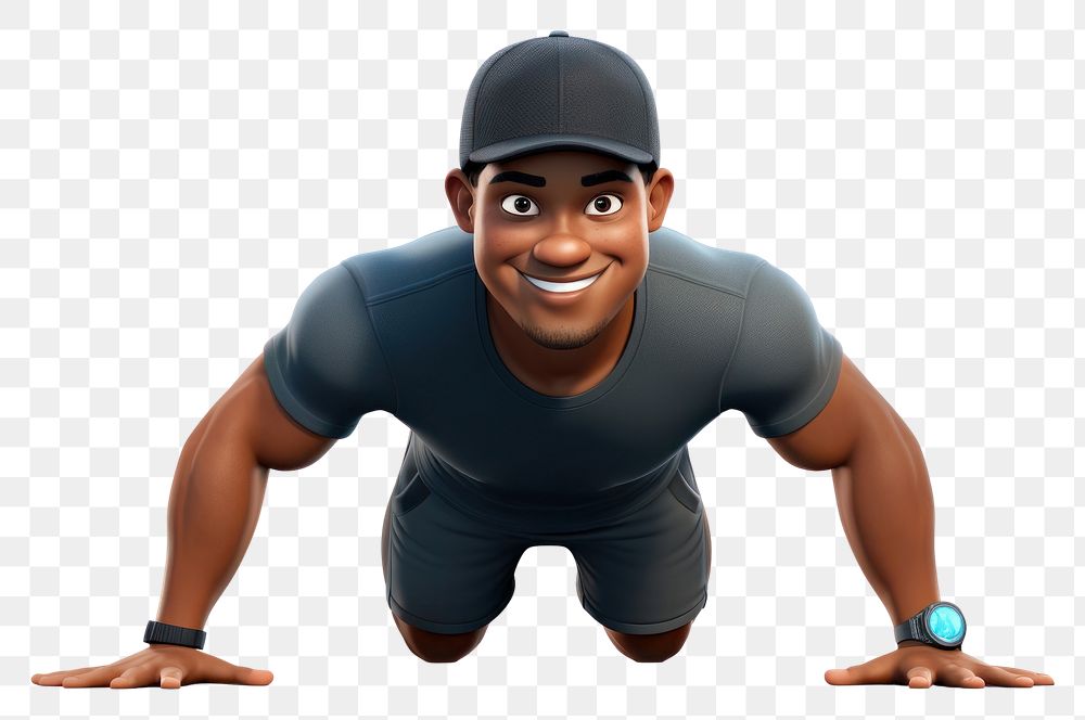 PNG Black man cartoon sports white background. AI generated Image by rawpixel.
