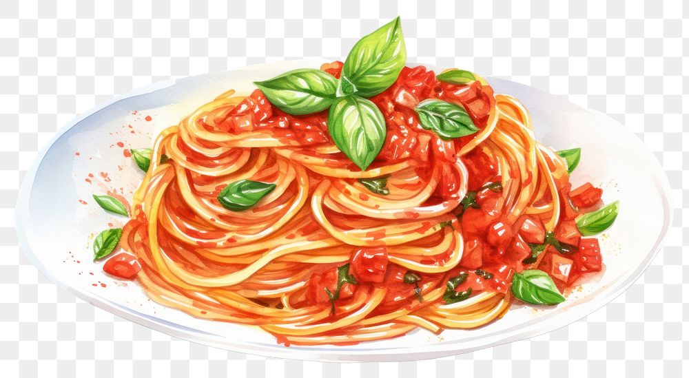 PNG Spaghetti pasta plate food. AI generated Image by rawpixel.