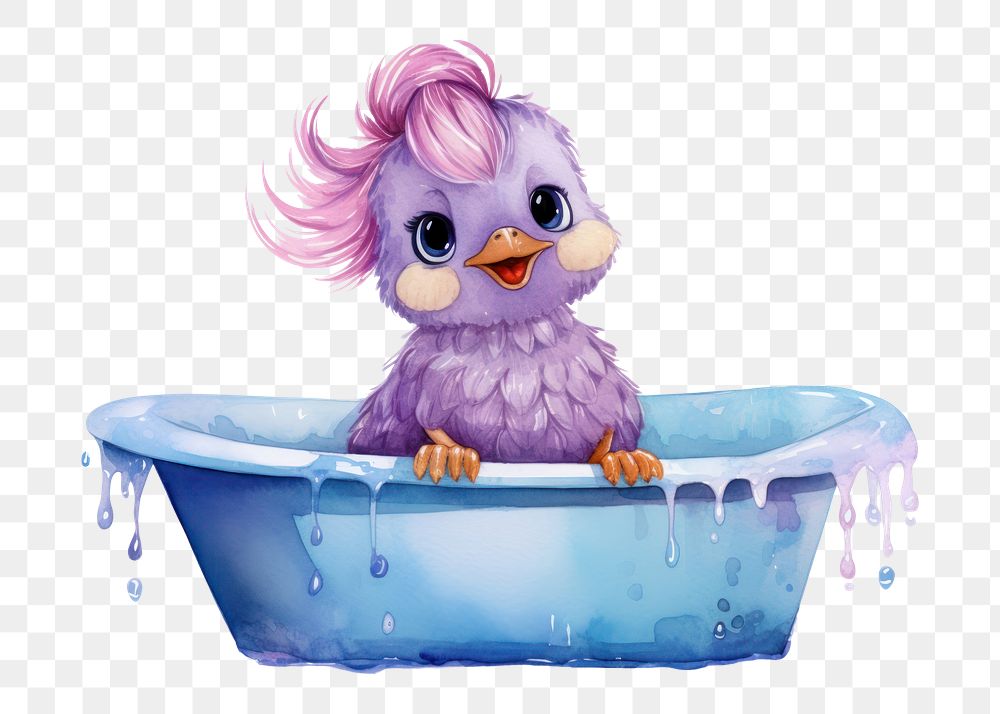 PNG Bird beauty salon character bathtub representation creativity. AI generated Image by rawpixel.