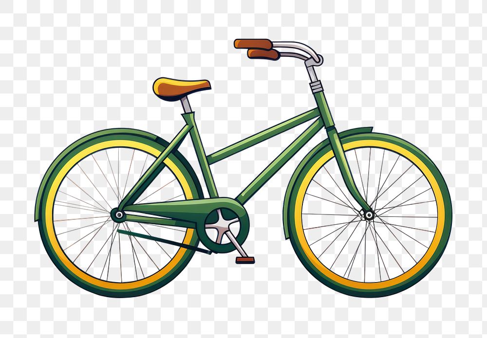 PNG  Bicycle vehicle cartoon yellow. AI generated Image by rawpixel.