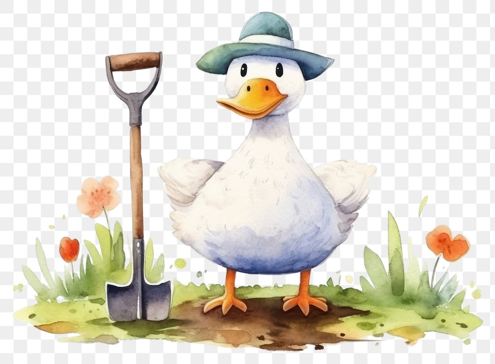 PNG Goose gardener cartoon animal white. AI generated Image by rawpixel.