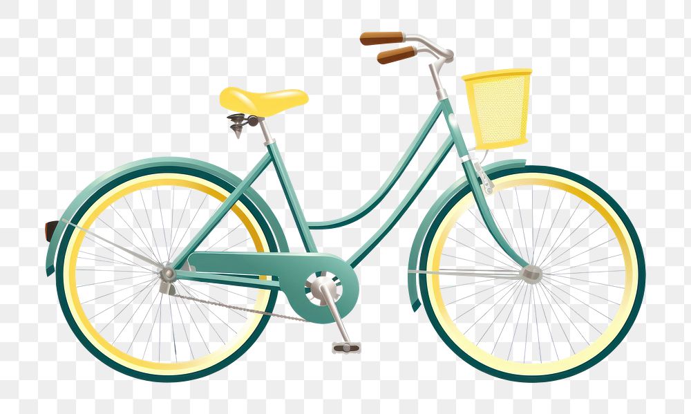 PNG  Bicycle vehicle yellow wheel. AI generated Image by rawpixel.