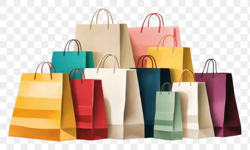 PNG Shopping bags placed together shopping handbag paper. 