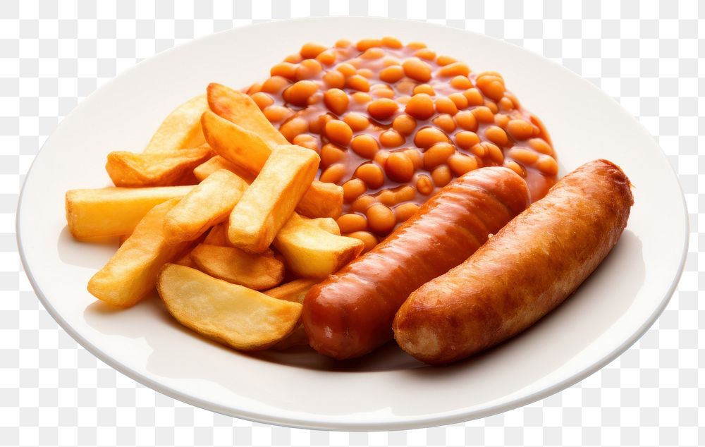 PNG UK food plate sausage bean. AI generated Image by rawpixel.