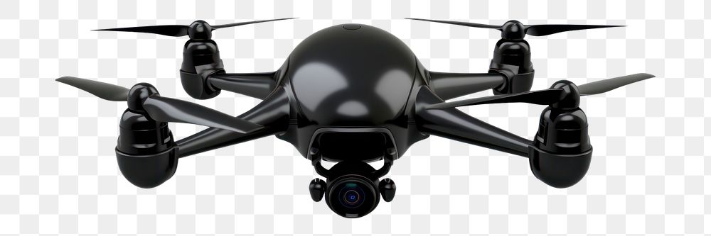 PNG A flying black drone helicopter aircraft airplane. 