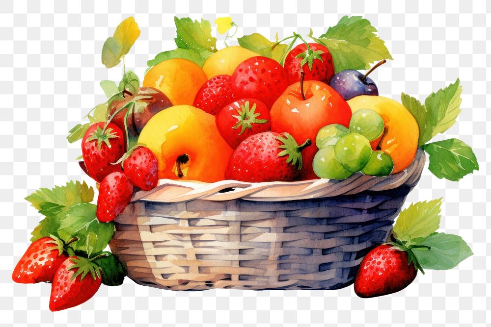 PNG Fruit basket strawberry plant food. AI generated Image by rawpixel.