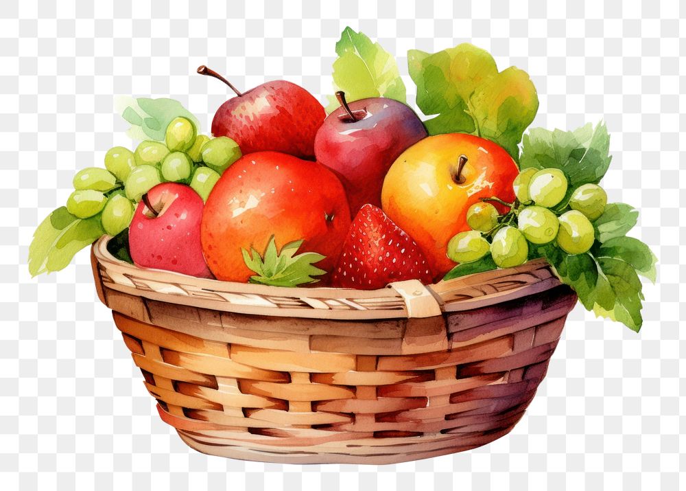 PNG Fruit basket apple plant food. AI generated Image by rawpixel.