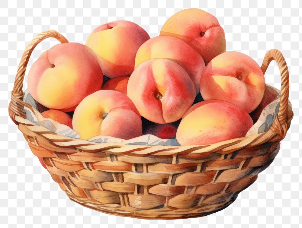 PNG Fruit basket peach plant food. AI generated Image by rawpixel.