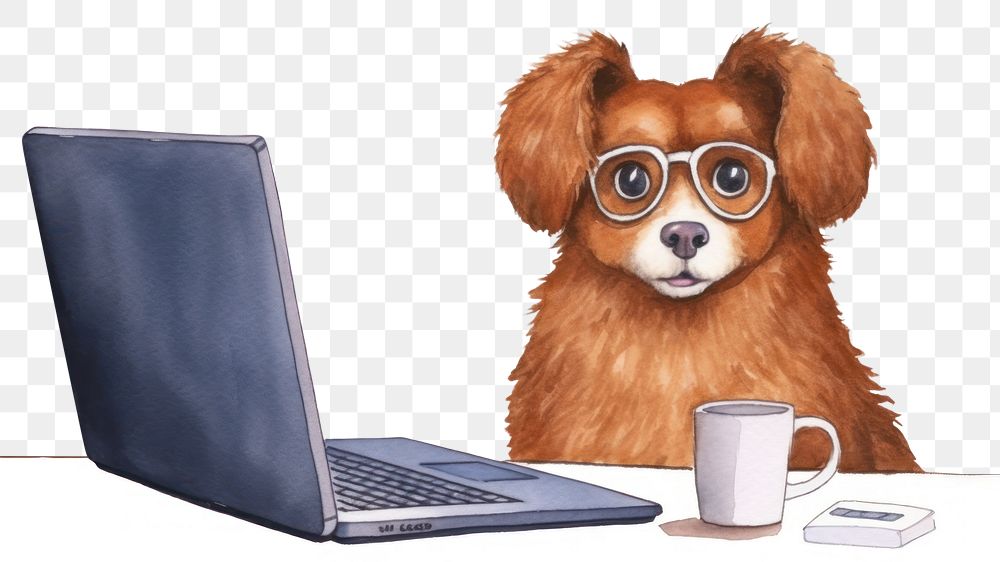 PNG A dog playing a social media animal computer mammal. AI generated Image by rawpixel.